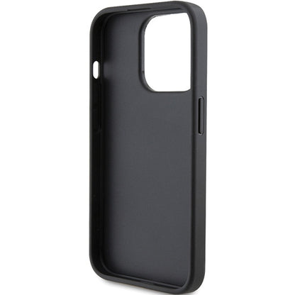 Case for Apple iPhone 15 Pro, Karl Lagerfeld, Saffiano Card Slot Metal Karl & Choupette, Black