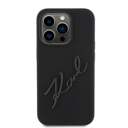 Capa para Apple iPhone 15 Pro, Karl Lagerfeld, Silicone Karl Script, Preta
