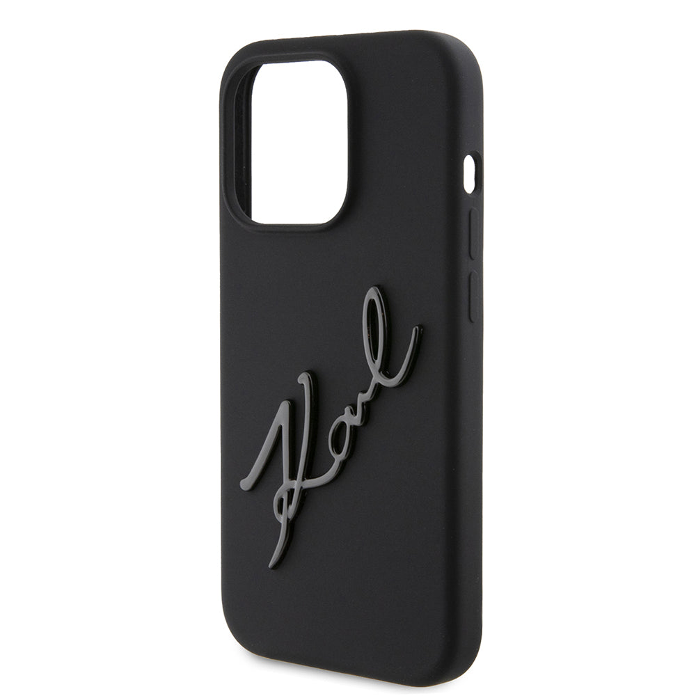 Capa para Apple iPhone 15 Pro, Karl Lagerfeld, Silicone Karl Script, Preta