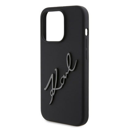 Capa para Apple iPhone 15 Pro, Karl Lagerfeld, Silicone Karl Script, Preta