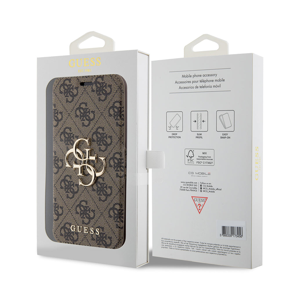 Capa para Apple iPhone 15 Pro Max, Guess, 4G Book, Castanho