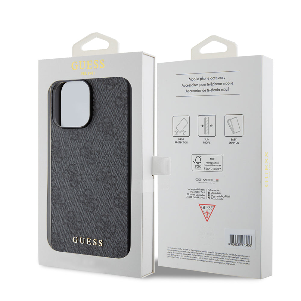 Capa para Apple iPhone 15 Pro Max, Guess, 4G Metal Gold Logo, Cinza