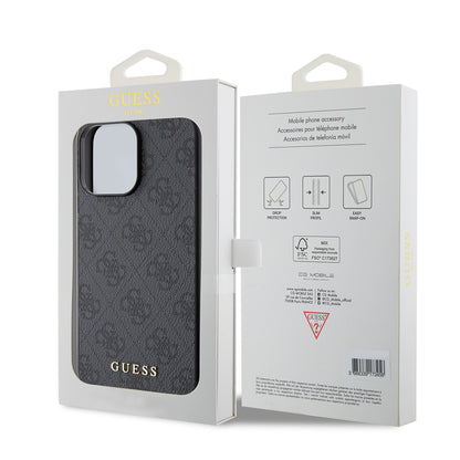 Capa para Apple iPhone 15 Pro Max, Guess, 4G Metal Gold Logo, Cinza