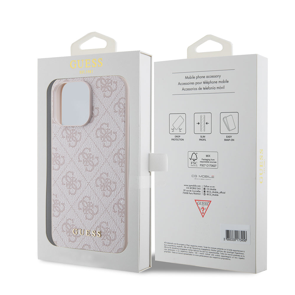 Capa para Apple iPhone 15 Pro Max, Guess, 4G Metal Gold Logo, Rosa