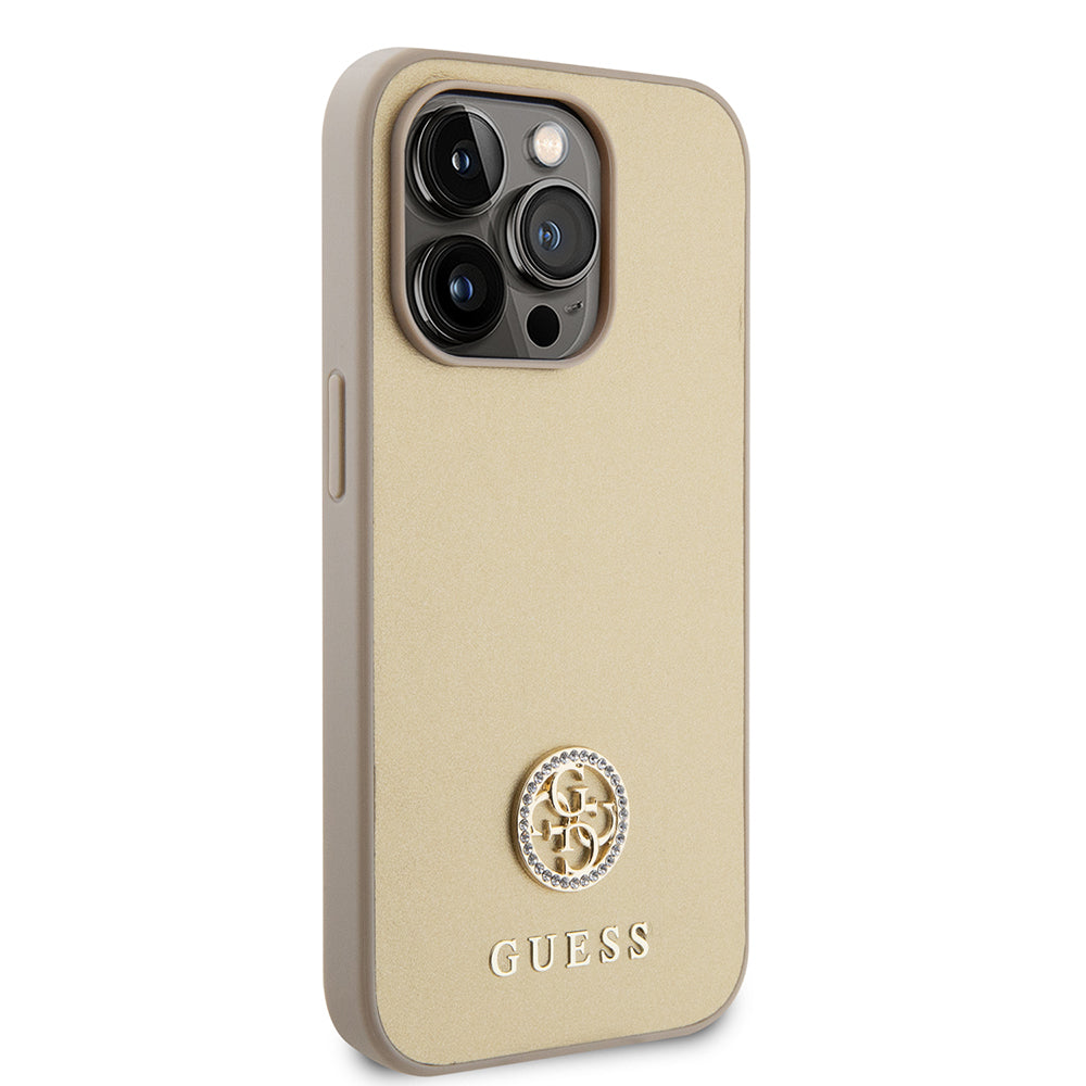 Case for Apple iPhone 15 Pro Max, Guess, 4G Strass Metal Logo, Gold