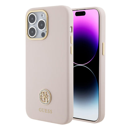 Capa para Apple iPhone 15 Pro Max, Guess, 4G Strass Metal Logo, Rosa