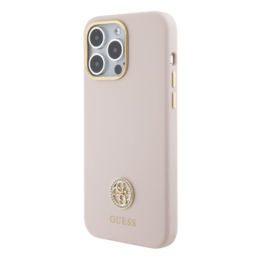 Capa para Apple iPhone 15 Pro Max, Guess, 4G Strass Metal Logo, Rosa