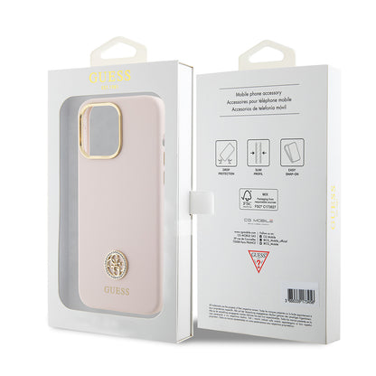 Capa para Apple iPhone 15 Pro Max, Guess, 4G Strass Metal Logo, Rosa