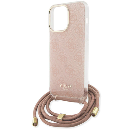 Capa para Apple iPhone 15 Pro Max, Guess, Crossbody Cord 4G Print, Rosa