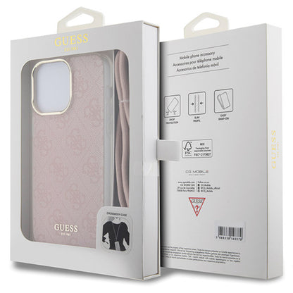 Capa para Apple iPhone 15 Pro Max, Guess, Crossbody Cord 4G Print, Rosa