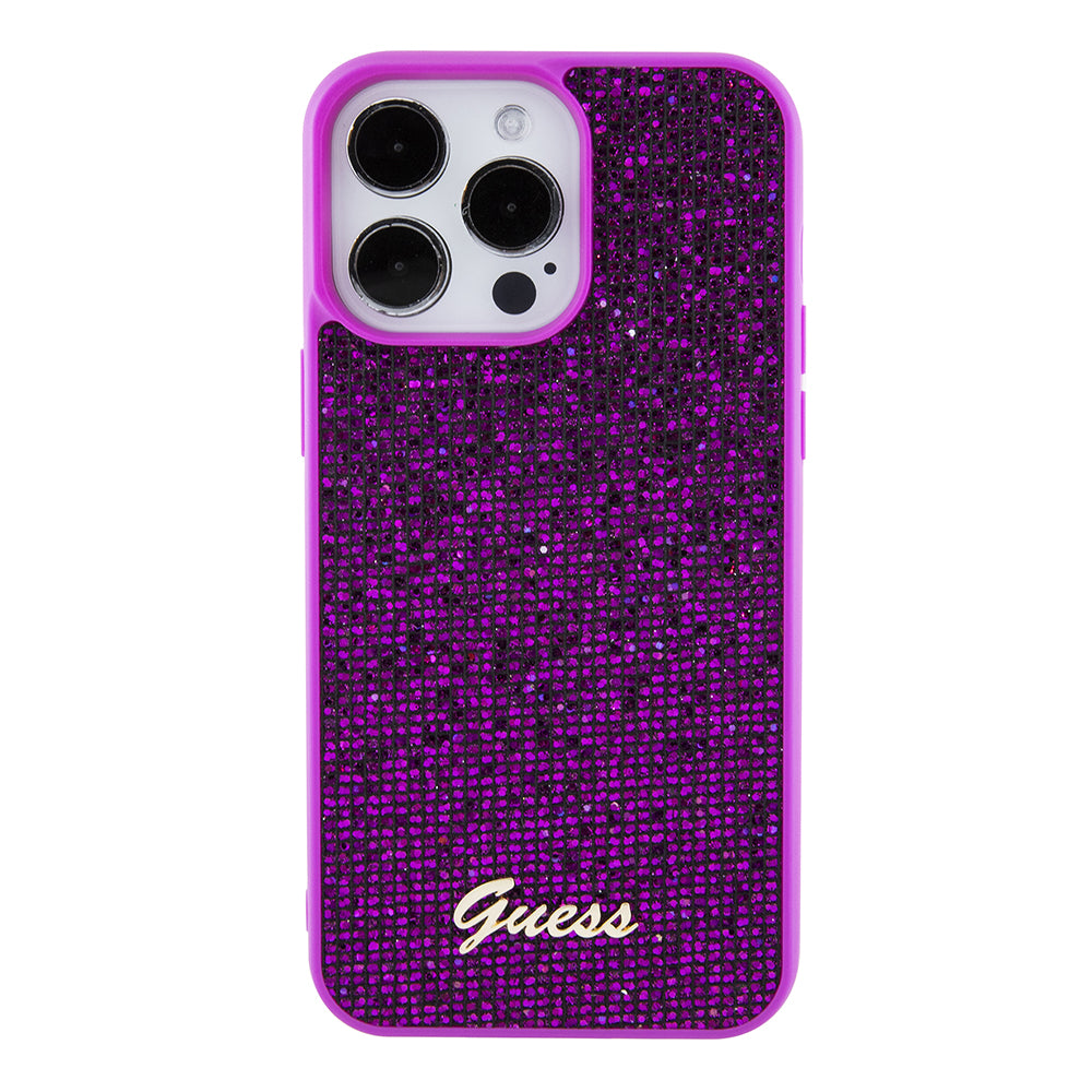 Capa para Apple iPhone 15 Pro Max, Guess, Disco Metal Script, Fúcsia
