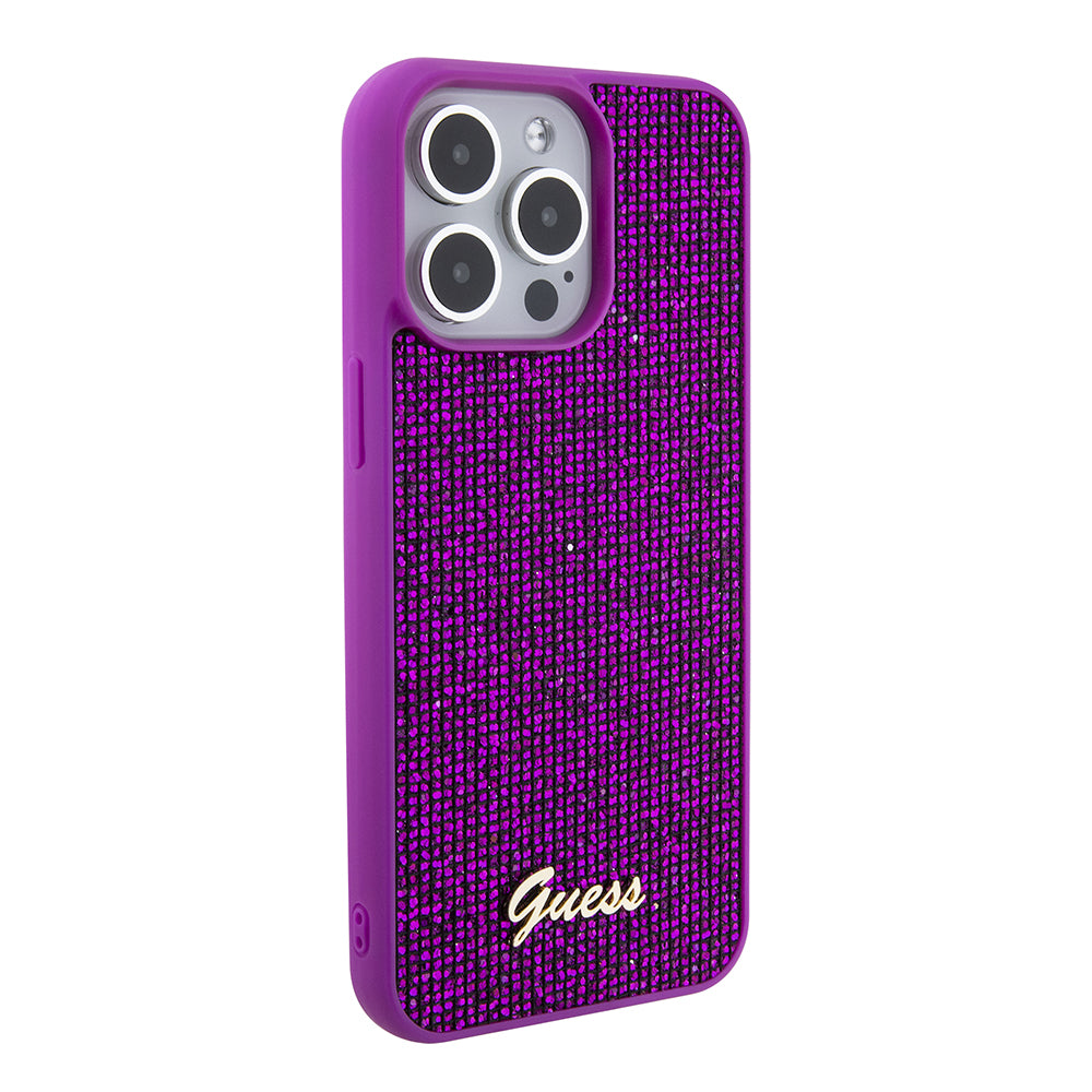 Capa para Apple iPhone 15 Pro Max, Guess, Disco Metal Script, Fúcsia