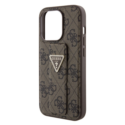 Case for Apple iPhone 15 Pro Max, Guess, Grip Stand 4G Triangle Strass, Brown