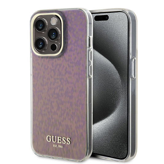Capa para Apple iPhone 15 Pro Max, Guess, IML Faceted Mirror Disco Iridescent, Rosa
