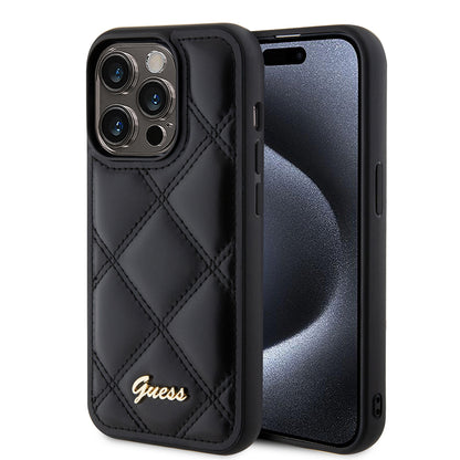 Capa para Apple iPhone 15 Pro Max, Guess, Quilted Metal Logo, Preta