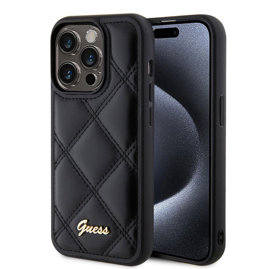 Capa para Apple iPhone 15 Pro Max, Guess, Quilted Metal Logo, Preta