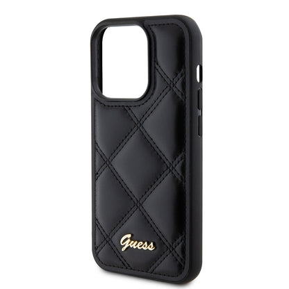 Capa para Apple iPhone 15 Pro Max, Guess, Quilted Metal Logo, Preta