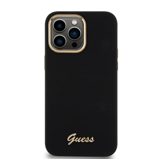Capa para Apple iPhone 15 Pro Max, Guess, Script Metal Logo & Frame, Preta
