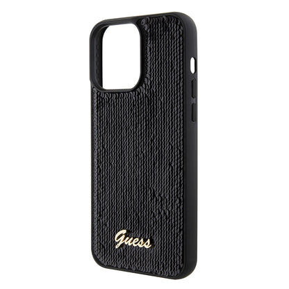 Case for Apple iPhone 15 Pro Max, Guess, Sequin Script Logo, Black GUHCP15XPSFDGSK