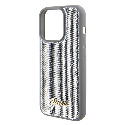 Capa para Apple iPhone 15 Pro Max, Guess, Sequin Script Metal, Prateada