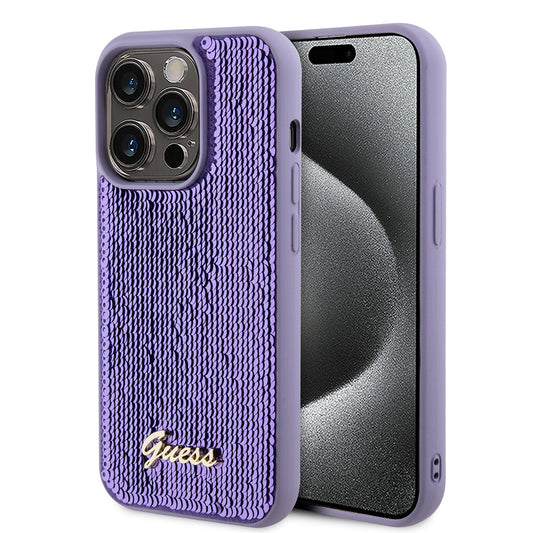 Capa para Apple iPhone 15 Pro Max, Guess, Sequin Script Metal, Roxo