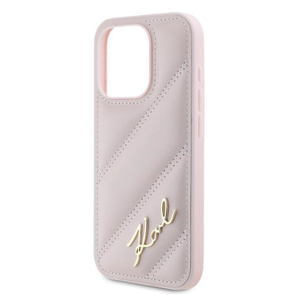 Capa para Apple iPhone 15 Pro Max, Karl Lagerfeld, Diagonal Quilted Script, Rosa