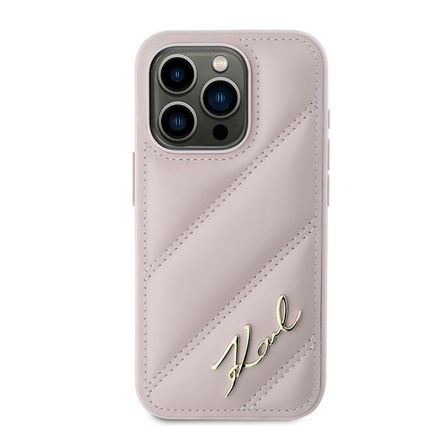 Capa para Apple iPhone 15 Pro Max, Karl Lagerfeld, Diagonal Quilted Script, Rosa
