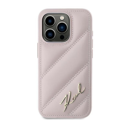 Capa para Apple iPhone 15 Pro Max, Karl Lagerfeld, Diagonal Quilted Script, Rosa