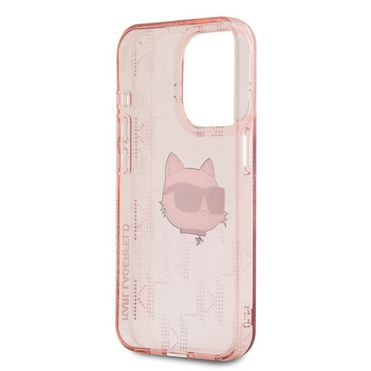 Capa para Apple iPhone 15 Pro Max, Karl Lagerfeld, IML Luxury Monogram Choupette's Head, Rosa