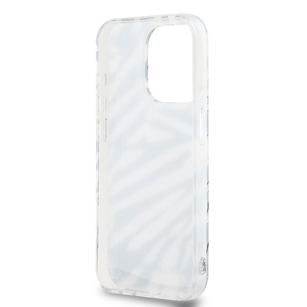 Capa para Apple iPhone 15 Pro Max, Karl Lagerfeld, Padrão Zebra de Luxo IML com Alça, Preta