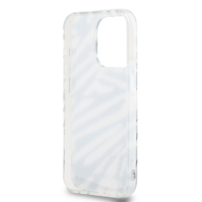 Capa para Apple iPhone 15 Pro Max, Karl Lagerfeld, Padrão Zebra de Luxo IML com Alça, Preta