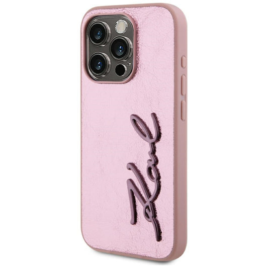 Capa para Apple iPhone 15 Pro Max, Karl Lagerfeld, Metal Signature, Rosa