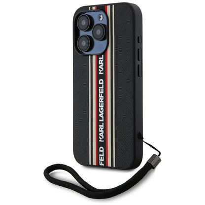 Capa para Apple iPhone 15 Pro Max, Karl Lagerfeld, Saffiano Athleisure Stripes com Alça, Rosie