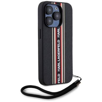 Capa para Apple iPhone 15 Pro Max, Karl Lagerfeld, Saffiano Athleisure Stripes com Alça, Rosie