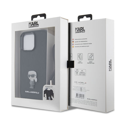 Capa para Apple iPhone 15 Pro Max, Karl Lagerfeld, Saffiano Crossbody Monogram Metal Pin Karl, Preta