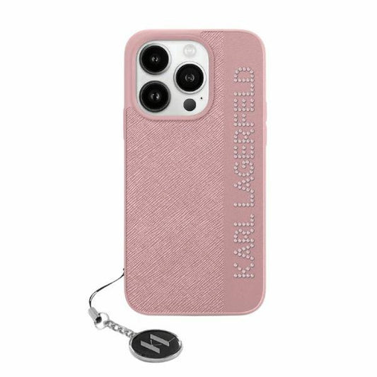 Capa para Apple iPhone 15 Pro Max, Karl Lagerfeld, Saffiano Rhinestones & Charm, Rosa
