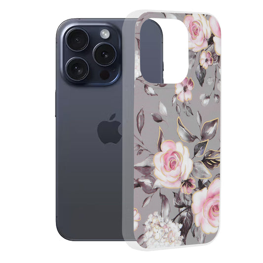 Capa para Apple iPhone 15 Pro, Techsuit, Marble, Cinzento