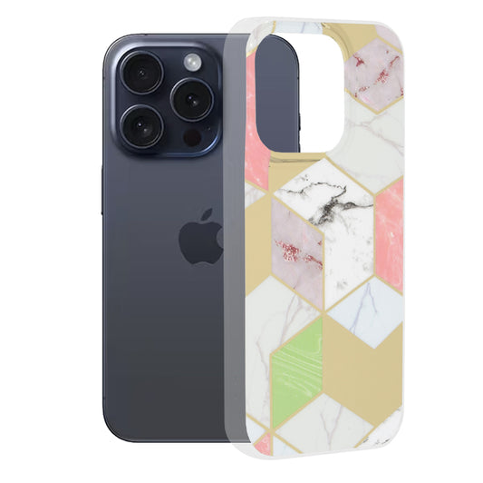 Capa para Apple iPhone 15 Pro, Techsuit, Marble, Roxo