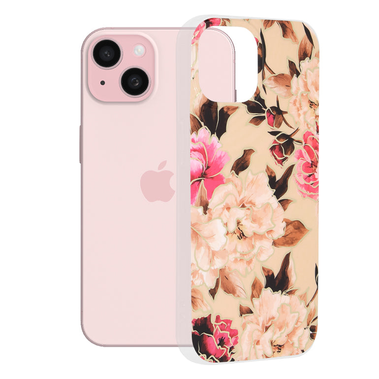 Capa para Apple iPhone 15, Techsuit, Marble, Bege