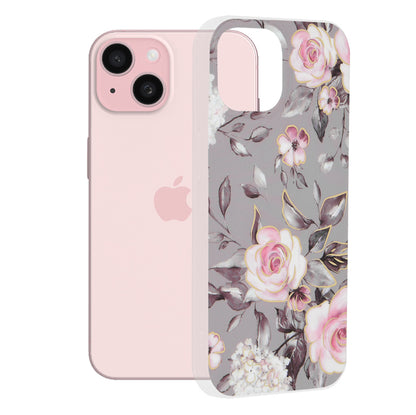 Capa para Apple iPhone 15, Techsuit, Marble, Cinzento