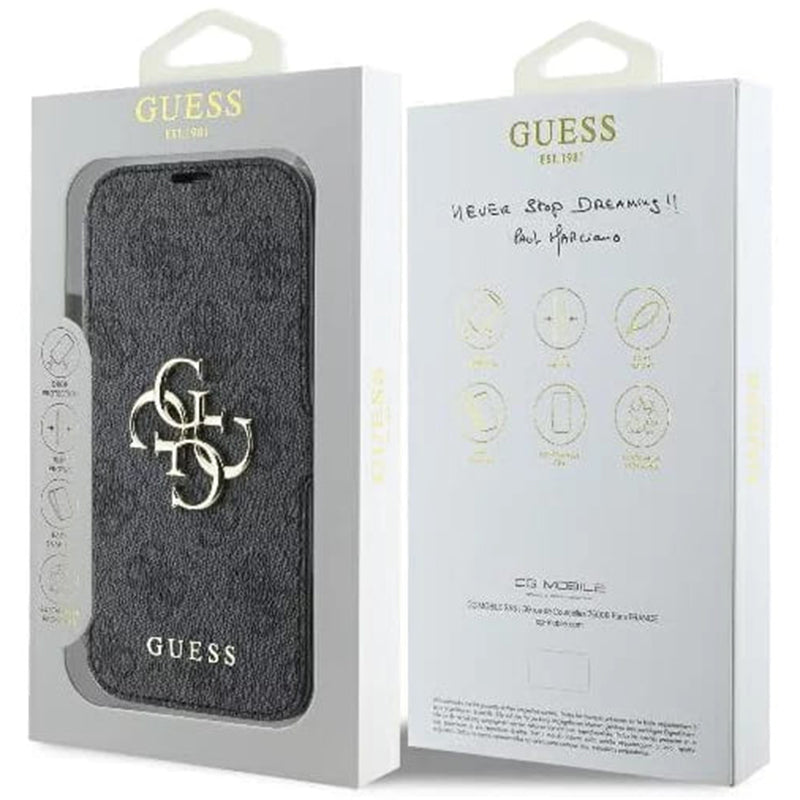 Capa para Apple iPhone 16, Guess, 4G Book, Preta