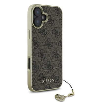 Capa para Apple iPhone 16, Guess, 4G Charm, Castanho