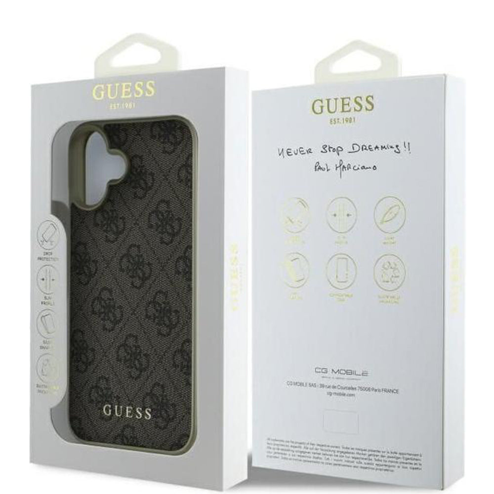 Capa para Apple iPhone 16, Guess, 4G Charm, Castanho
