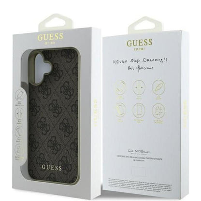 Capa para Apple iPhone 16, Guess, 4G Charm, Castanho