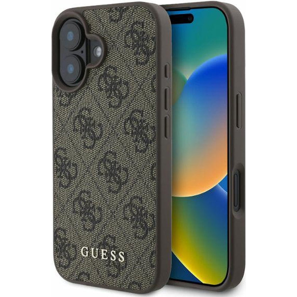 Capa para Apple iPhone 16, Guess, 4G Classic, Castanho