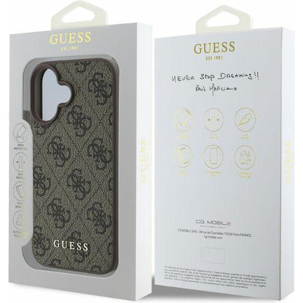 Capa para Apple iPhone 16, Guess, 4G Classic, Castanho