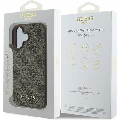 Capa para Apple iPhone 16, Guess, 4G Classic, Castanho