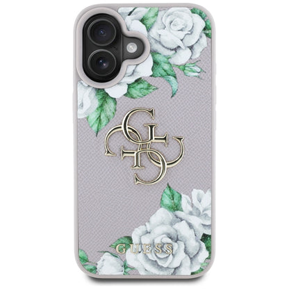 Capa para Apple iPhone 16, Guess, 4G Grained Roses Big Logo, Roxo