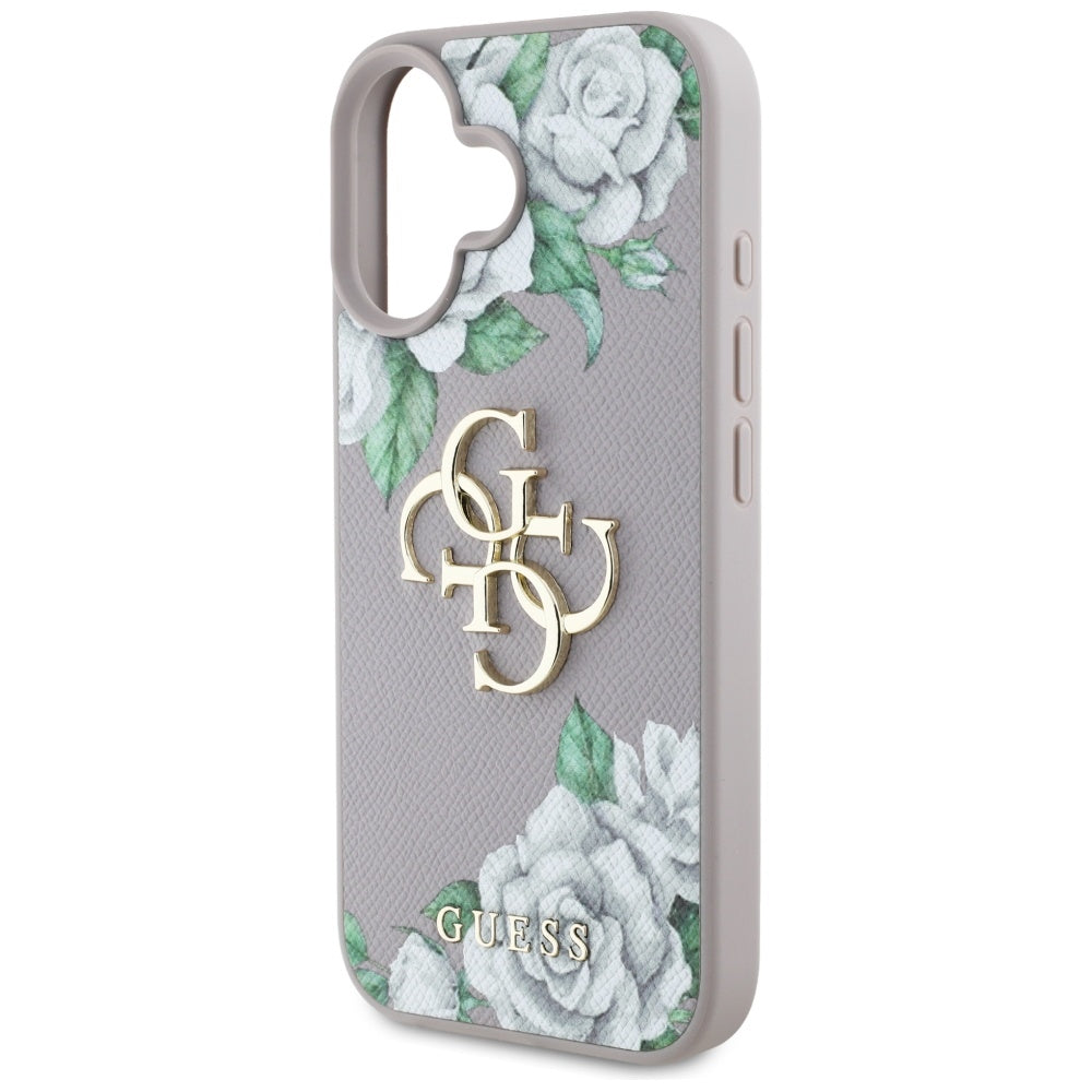 Capa para Apple iPhone 16, Guess, 4G Grained Roses Big Logo, Roxo