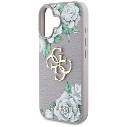 Capa para Apple iPhone 16, Guess, 4G Grained Roses Big Logo, Roxo